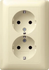 Gira SCHUKO-Doppelsteckdose 16A 250V mit Vollplatte, cremeweiß
