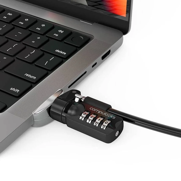 Compulocks Ledge Lock Adapter mit Sicherheitsschloss für MacBook Pro 14" (M1, M2, M3), silber/schwarz