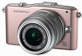 Olympus PEN E-PM1 rosa mit Objektiv M.Zuiko digital ED 12-50mm 3.5-6.3 EZ