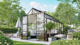 Vitavia Cassandra 9900 ESG 3mm Gewächshaus inkl. Sockel schwarz/herbstlaub