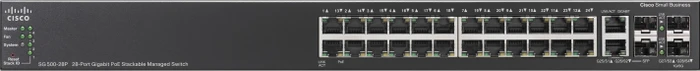 Cisco SG500 Rackmount Gigabit Managed Stacking Switch, 24x RJ-45, 2x RJ-45/SFP, 180W PoE+