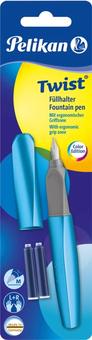 Pelikan Twist frosted blue, rechte Hand/linke Hand, mittel, Blister
