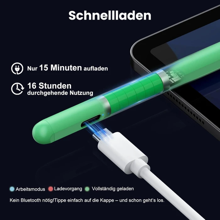 Kingone Stylus Pen Stift für iPad 2018-2026, grün, USB-C