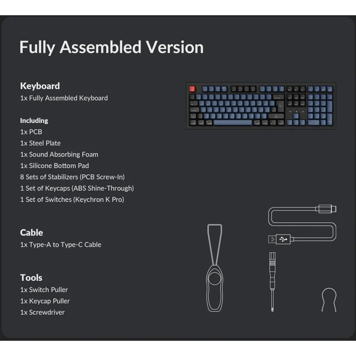 Keychron K10 Pro, PBT, schwarz/blaugrau, LEDs RGB, Keychron K Pro BROWN, USB/Bluetooth, DE