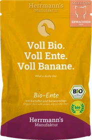 Herrmann's Manufaktur Bio Ente mit Kartoffeln und Bananenchips, 100g
