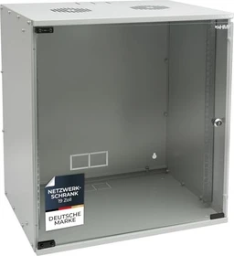 HMF 65700 19" Serverschrank 12HE, unmontiert, Sicherheitsglastür, IP20, grau, 400mm tief