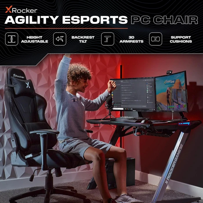 X Rocker Agility Esports Gamingstuhl, Carbon schwarz
