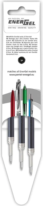 Pentel EnerGel Roller Pen LR7-AX Tintenrollermine 0.35mm (0.7mm Ball) schwarz, 3er-Pack