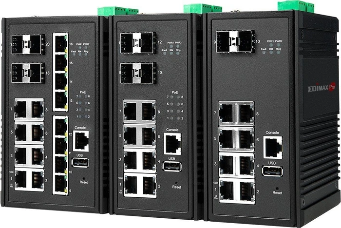 Edimax Pro IGS-5 Industrial Railmount Gigabit Managed Switch, 16x RJ-45, 4x SFP, 240W PoE+