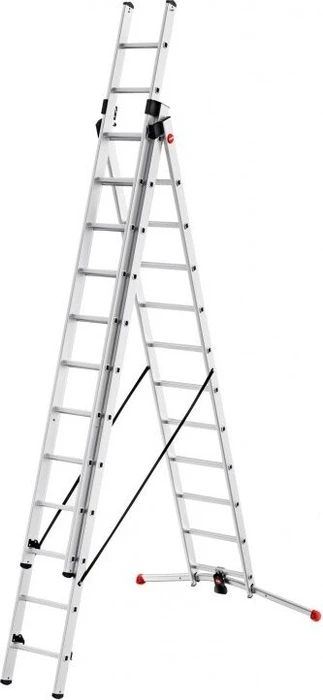 Hailo Profilot Alu 3-tlg. Teleskop-Mehrzweckleiter, 3x 12 Stufen
