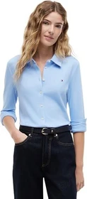Tommy Hilfiger Slim Fit 1985 Stretch-Piqué Hemd langarm ithaca stripe/vessel blue (Damen)