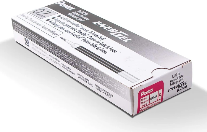 Pentel EnerGel Roller Pen LR7-V4X Tintenrollermine 0.35mm (0.7mm Ball) magenta, 12er-Pack
