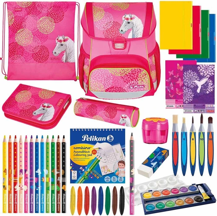 Herlitz Loop Plus Bloomy Horse Schultaschen-Set, 4-tlg.