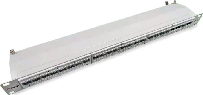 Equip Patchpanel Cat6a, Premium, geschirmt, 19", 24-Port, 1HE, 19", 1HE, grau