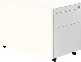 mauser Rollcontainer line, 1x Utensilienauszug, 1x Materialschublade, 1x Hängeregistratur, reinweiß/weißaluminium