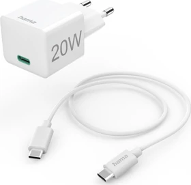 Hama Schnellladegerät mit Ladekabel USB-C Mini-Ladegerät PD 20W 1.0m weiß