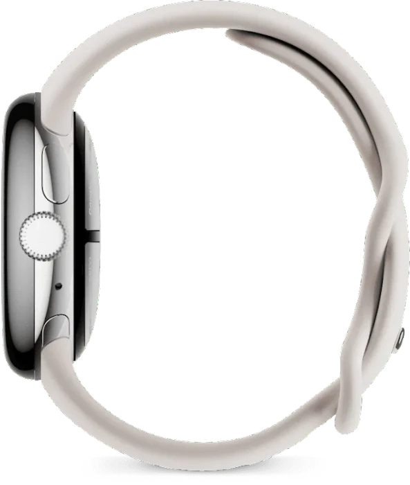 Google Pixel Watch 2 (LTE) Polished Silver mit Sportarmband Porcelain