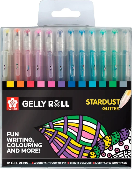 Sakura Gelly Roll Stardust Glitter Gelroller (Mine) sortiert, 12er-Set, Etui