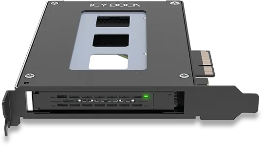 Icy Dock ToughArmor MB111VP-B Wechselrahmen PCI Express Karte für 1x M.2 U.2/U.3 NMVe SSD
