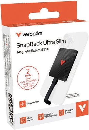 Verbatim Snapback Ultra Slim, schwarz, 2TB, USB-C 3.2