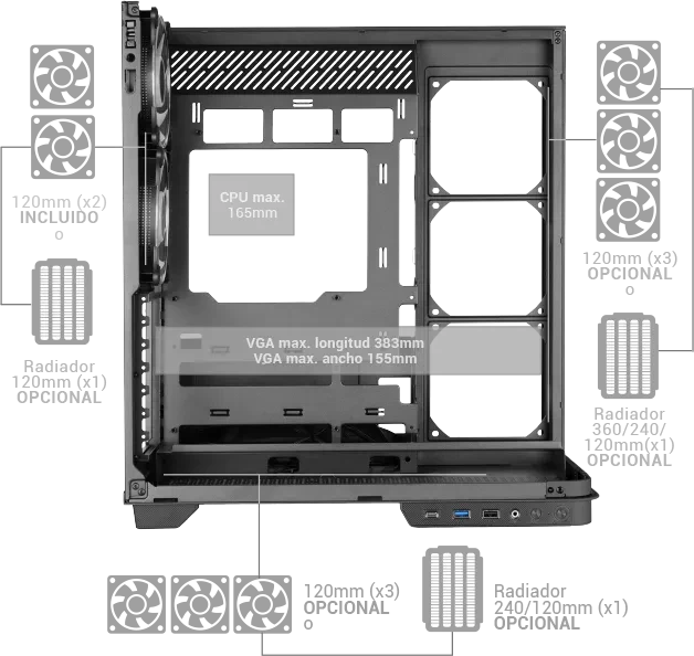 Mars Gaming MC-Infinio Black, Glasfenster
