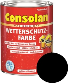 Consolan Wetterschutz-Farbe außen schwarz, 2.5l