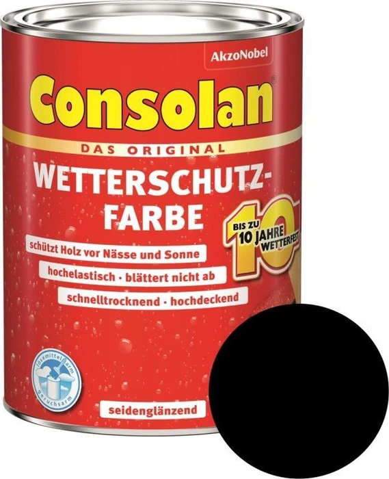 Consolan Wetterschutz-Farbe außen schwarz, 2.5l