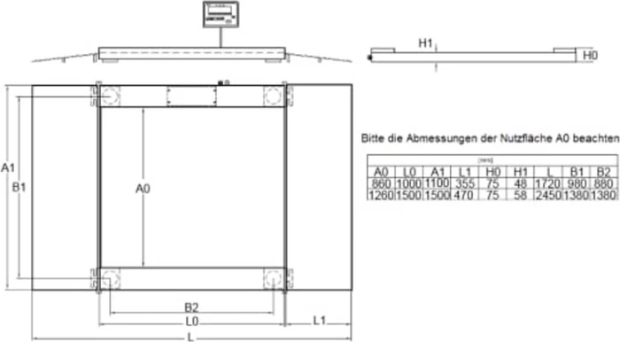 PCE Instruments PCE-SD 1500, Plattformwaage, 1500kg, 500g