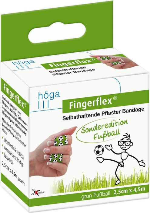 Höga Fingerflex Selbsthaftende Pflaster Bandage grün Fußball, 2.5cm x 4.5m, 1 Stück