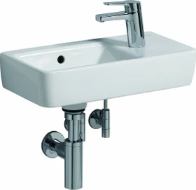 Geberit Renova Compact Handwaschbecken verkürzte Ausladung 50cm, Hahnloch rechts, mit Überlauf, weiß