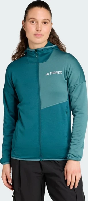 adidas Terrex Xperior Climawarm Light Fleece Hooded Jacke mystery green/preloved teal (Damen)