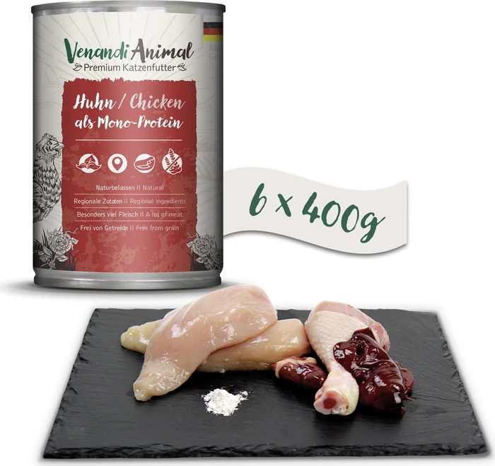 Venandi Animal Huhn als Monoprotein, 2.40kg (6x 400g)