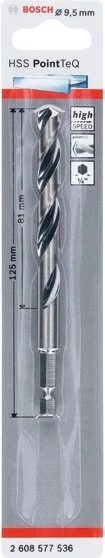 Bosch Professional HSS PointTeQ Spiralbohrer, 9.5x81x125mm, 1 Stück