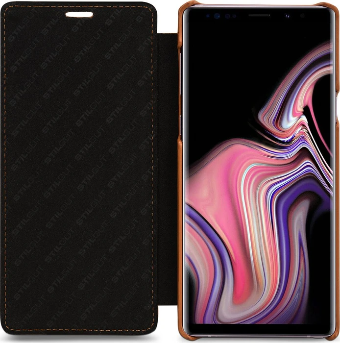 Stilgut Book Type Leather Case für Samsung Galaxy Note 9 cognac-braun