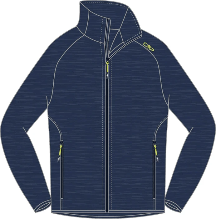CMP Fleecestretch Jacke blue melange/limegreen (Herren)