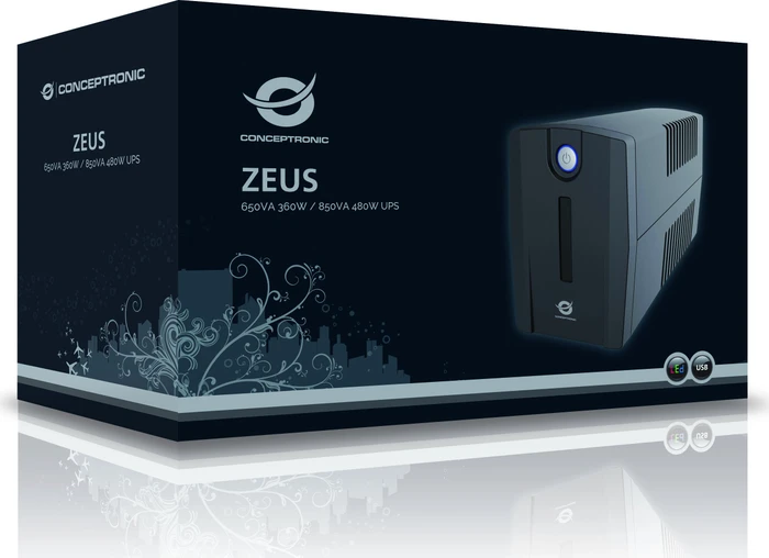 Conceptronic ZEUS01ESP USV, 650VA, USV Schuko, Schuko, USB