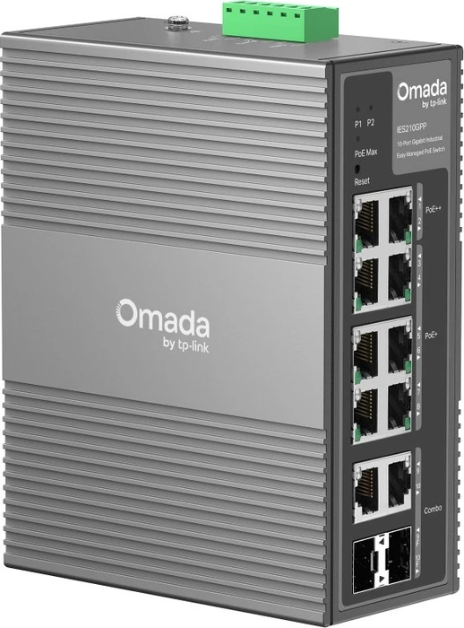 TP-Link Omada IES Industrial Railmount Gigabit Smart Switch, 8x RJ-45, 2x RJ-45/SFP, 240W PoE++