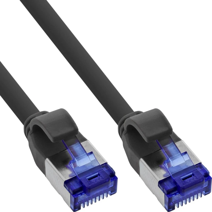 InLine Patchkabel Slim, PoE 87W, TPE (LSZH) flexibel, Cat6a, S/FTP, RJ-45/RJ-45, 30m, schwarz