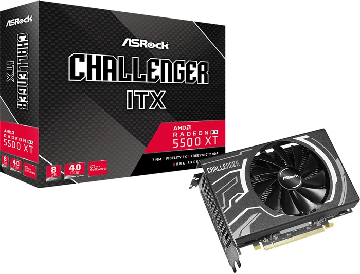 ASRock Radeon RX 5500 XT Challenger ITX 8G, 8GB GDDR6, HDMI, 3x DP
