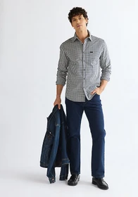 Wrangler Regular 1 Pocket Hemd langarm blau (Herren)