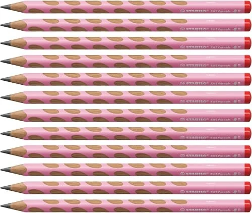 STABILO EASYgraph Pastel Bleistift HB graphit, Pastell Rosa, Rechtshänder, 12er-Pack
