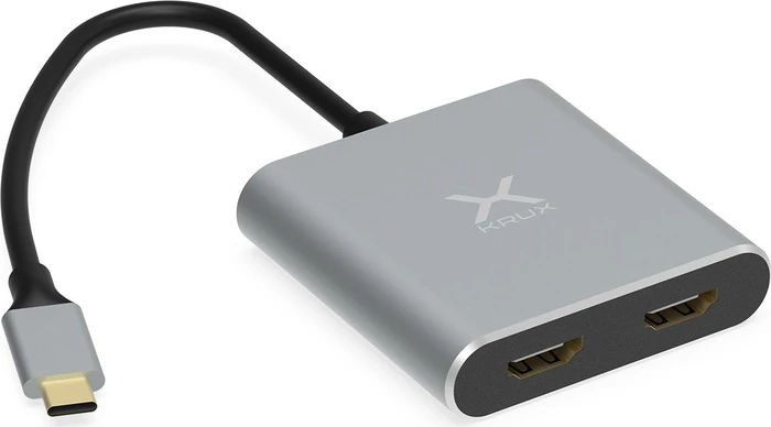 Krux USB-C auf 2x HDMI 4K 30Hz Adapter mit USB PD, USB-C 3.0 [Stecker]