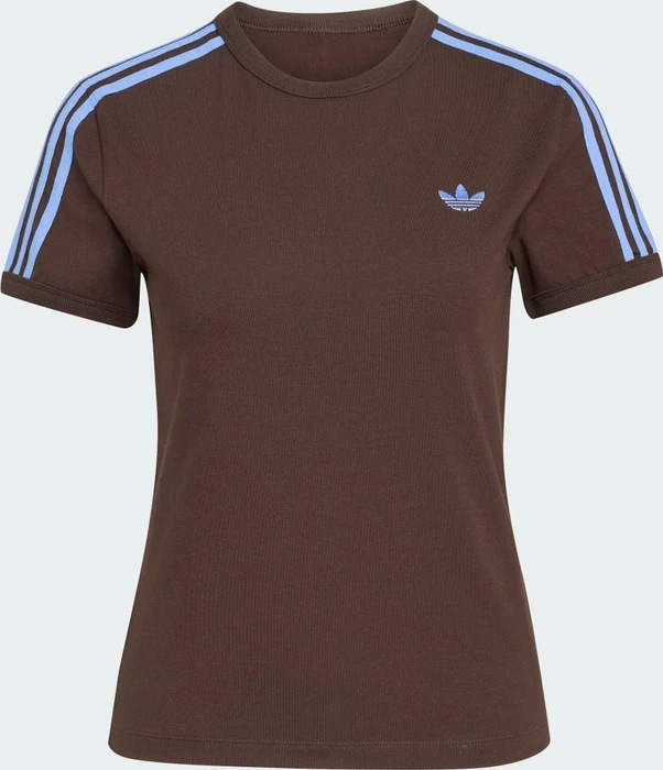 adidas 3-Streifen Slim T-Shirt kurzarm aurora coffee/blue fusion (Damen)