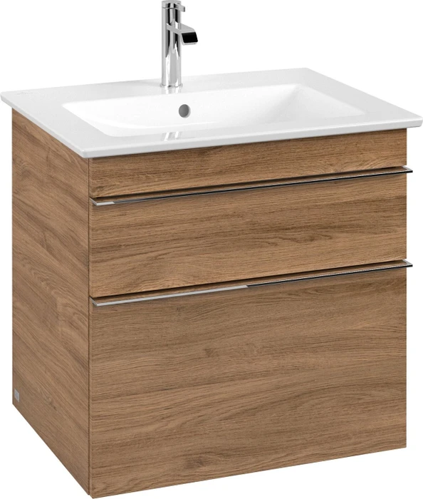 Villeroy & Boch Venticello Waschbeckenunterschrank für Becken mittig 2 Auszüge 603x590x477mm kansas oak/chrome