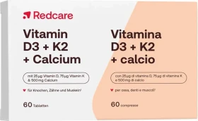 Redcare Vitamin D3 + K2 + Calcium Tabletten, 60 Stück