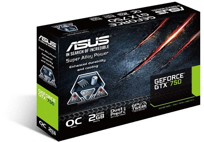 ASUS GeForce GTX 750 OC, GTX750-PHOC-2GD5, 2GB GDDR5, VGA, DVI, HDMI