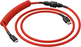 Glorious Coiled Cable USB-C auf USB-A, Tastaturkabel (Spiral-Textilkabel), 1.37m, Crimson Red