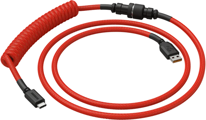 Glorious Coiled Cable USB-C auf USB-A, Tastaturkabel (Spiral-Textilkabel), 1.37m, Crimson Red