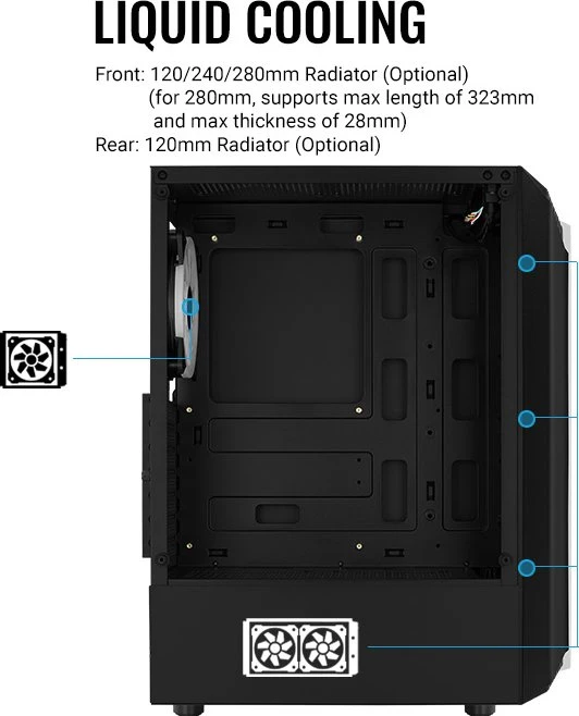 AeroCool Bionic V2, weiß, Lüfter LED RGB, Glasfenster