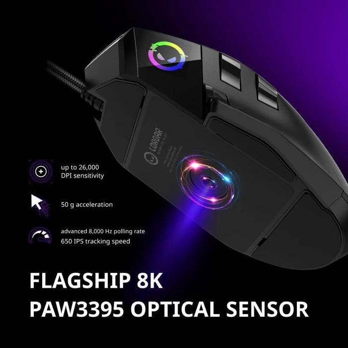 Lorgar MSP80 8KHz Gaming Mouse Pro, weiß, USB